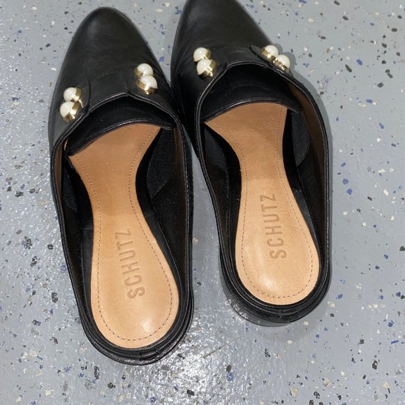 LIKE NEW Schutz Pearl Embellished Mule Black - Picture 6 of 7